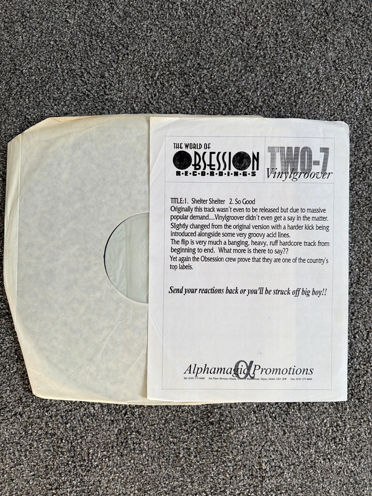 Vinylgroover - Shelter Shelter (TWO-7 Test Press)