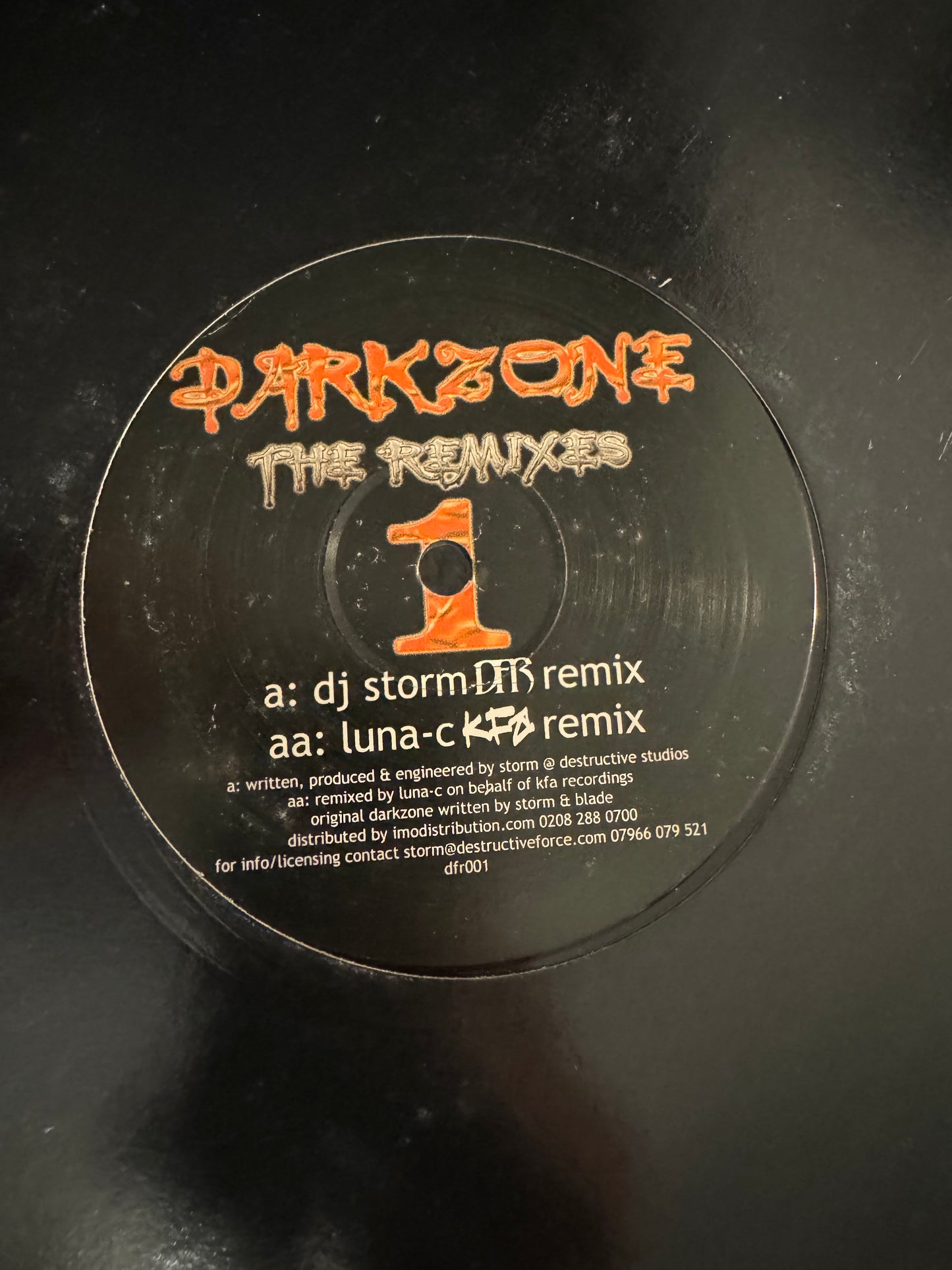 DFR001 - DJ Storm & Blade - Darkzone (Luna-C Remix / DJ Storm Mix) VINYL