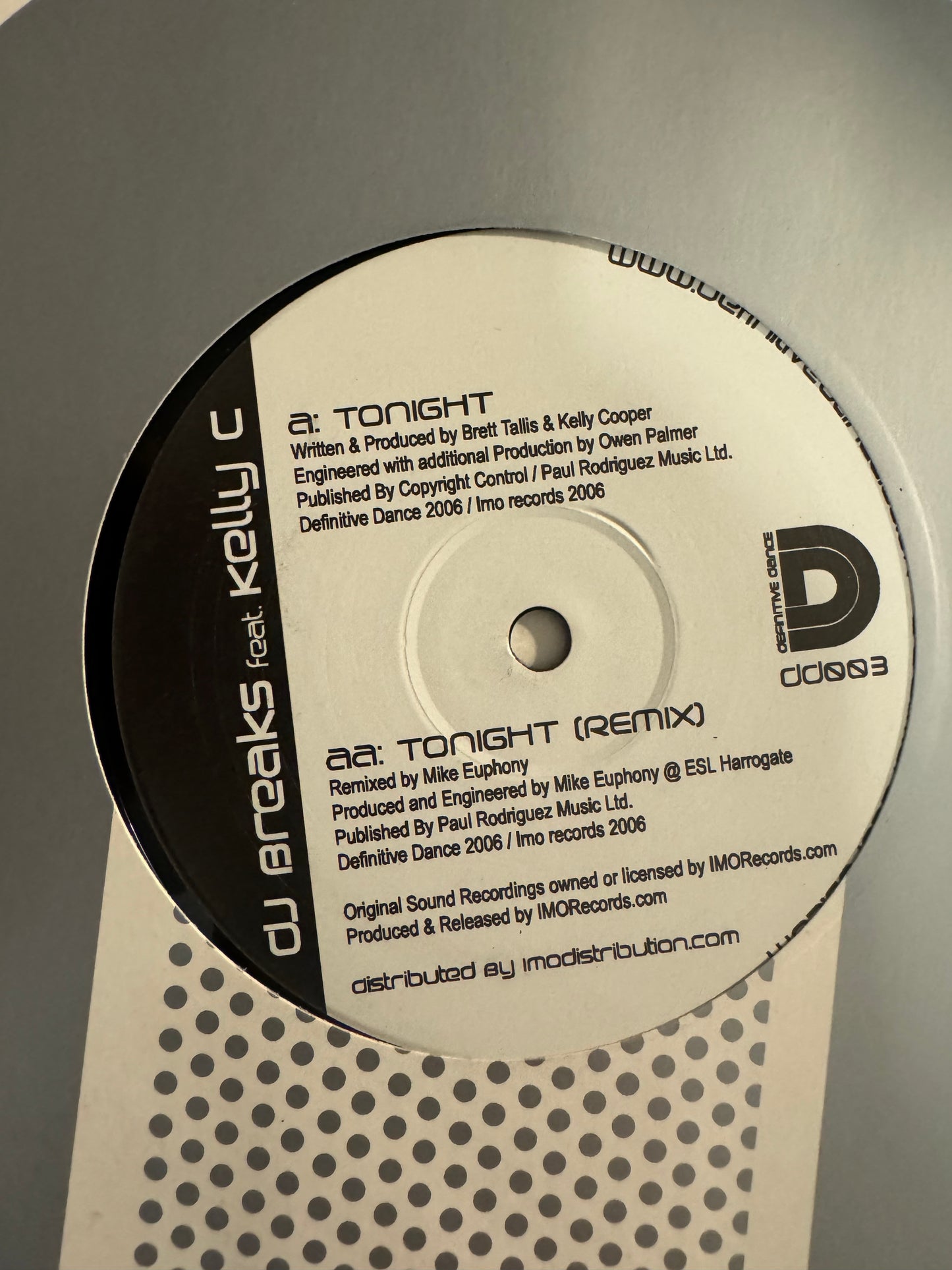 DJ Breaks - Tonight (OG / Euphony Mix) VINYL