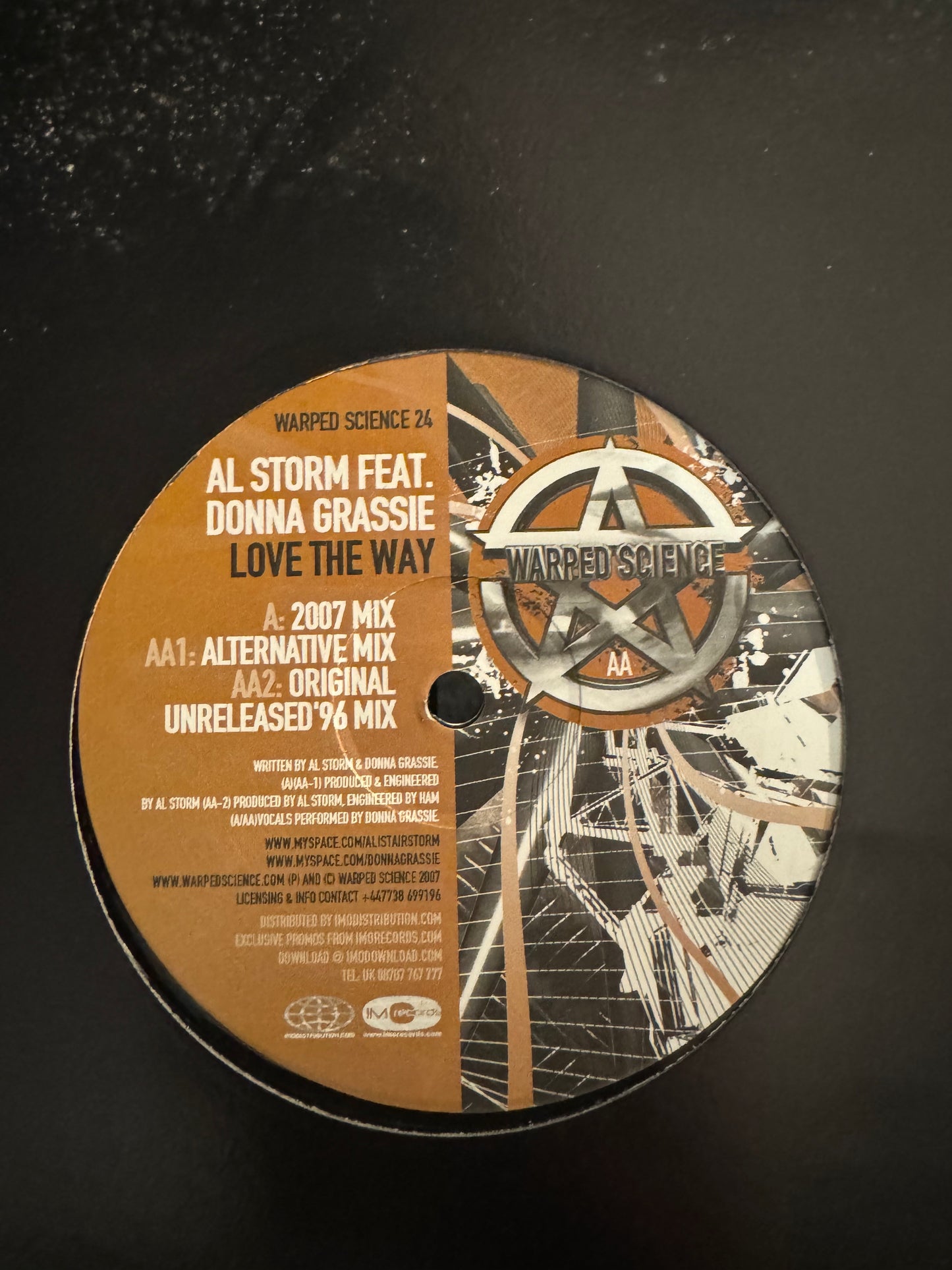 Al Storm & Donna Grassie - Love The Way Remixes - Warped Science VINYL